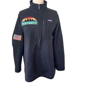 Patagonia 1/4 Zip Better Sweater‎ Charcoal Fleece Jacket w Patch Logos